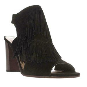 Sam Edelman Elaine Black Suede Fringe Heel 6.5 Womens